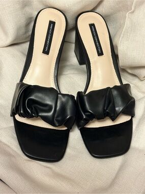 Challenge faux leather slip-on block heeled sandals